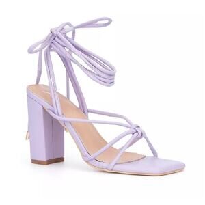 New York & Company Dena Lace Up Block Heel Light Purple/Lilac SZ 8